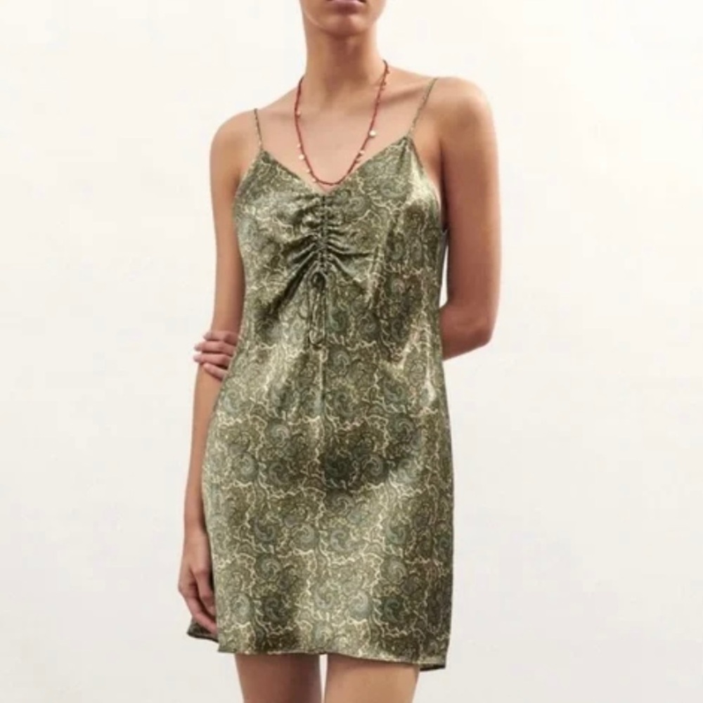 Zara Satin Effect Paisley Mini Dress